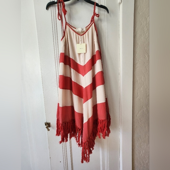 Anthropologie Boho A line Fringe Dress Colorblock Midi Sz Small A'REVE NWT - Picture 2 of 7